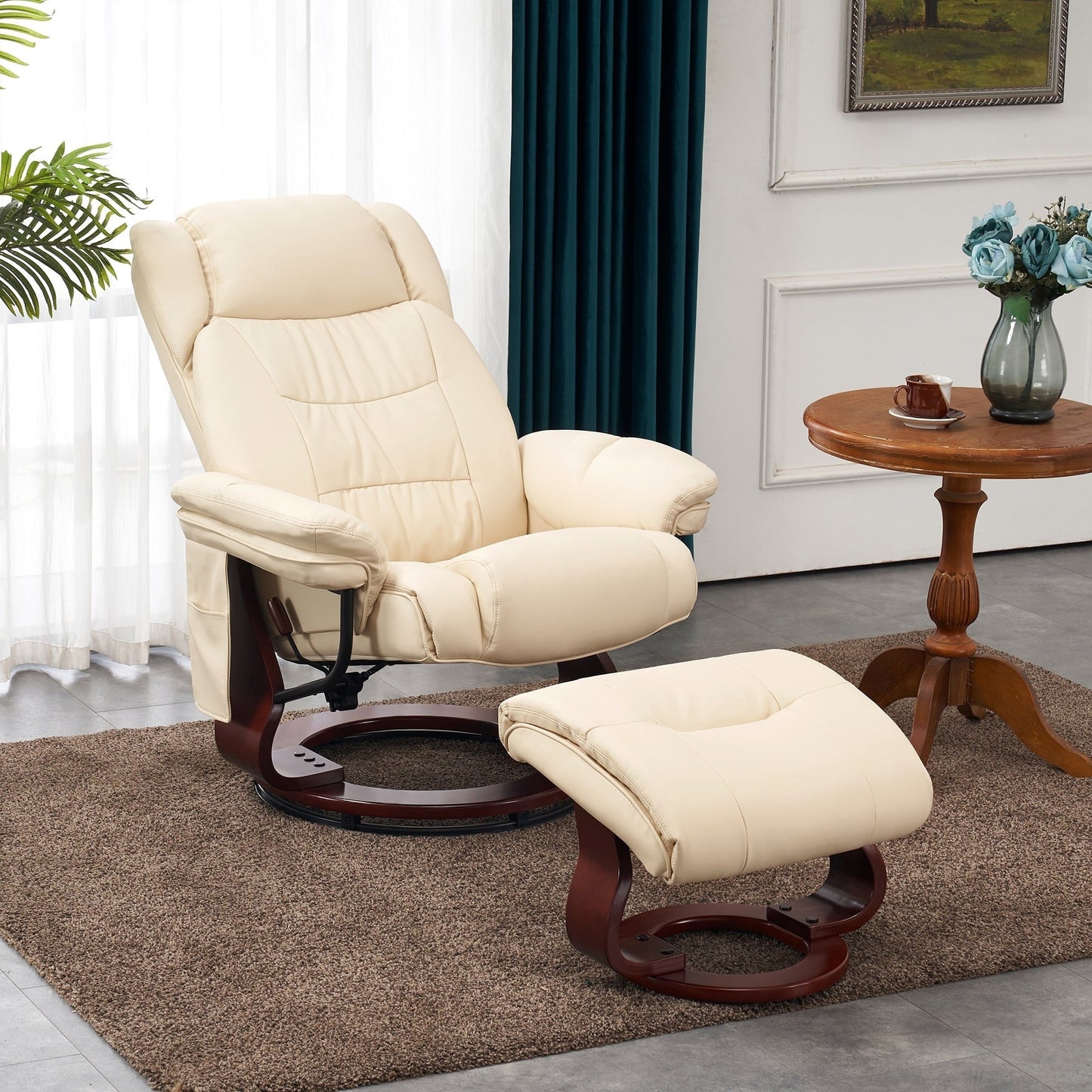 Fauteuils inclinables pivotants MCombo avec ottoman, fauteuils TV à massage par vibrations et poche latérale