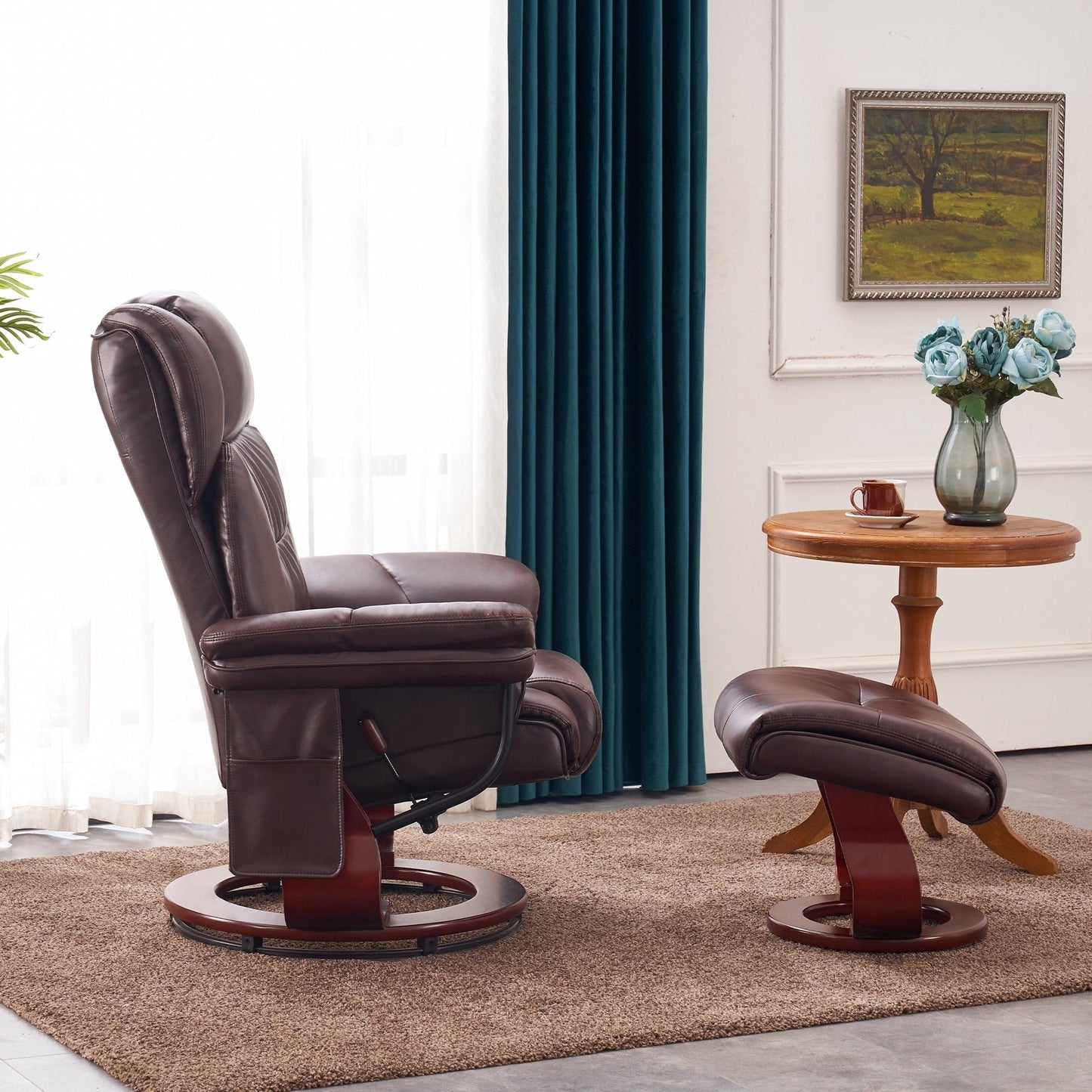 Fauteuils inclinables pivotants MCombo avec ottoman, fauteuils TV à massage par vibrations et poche latérale