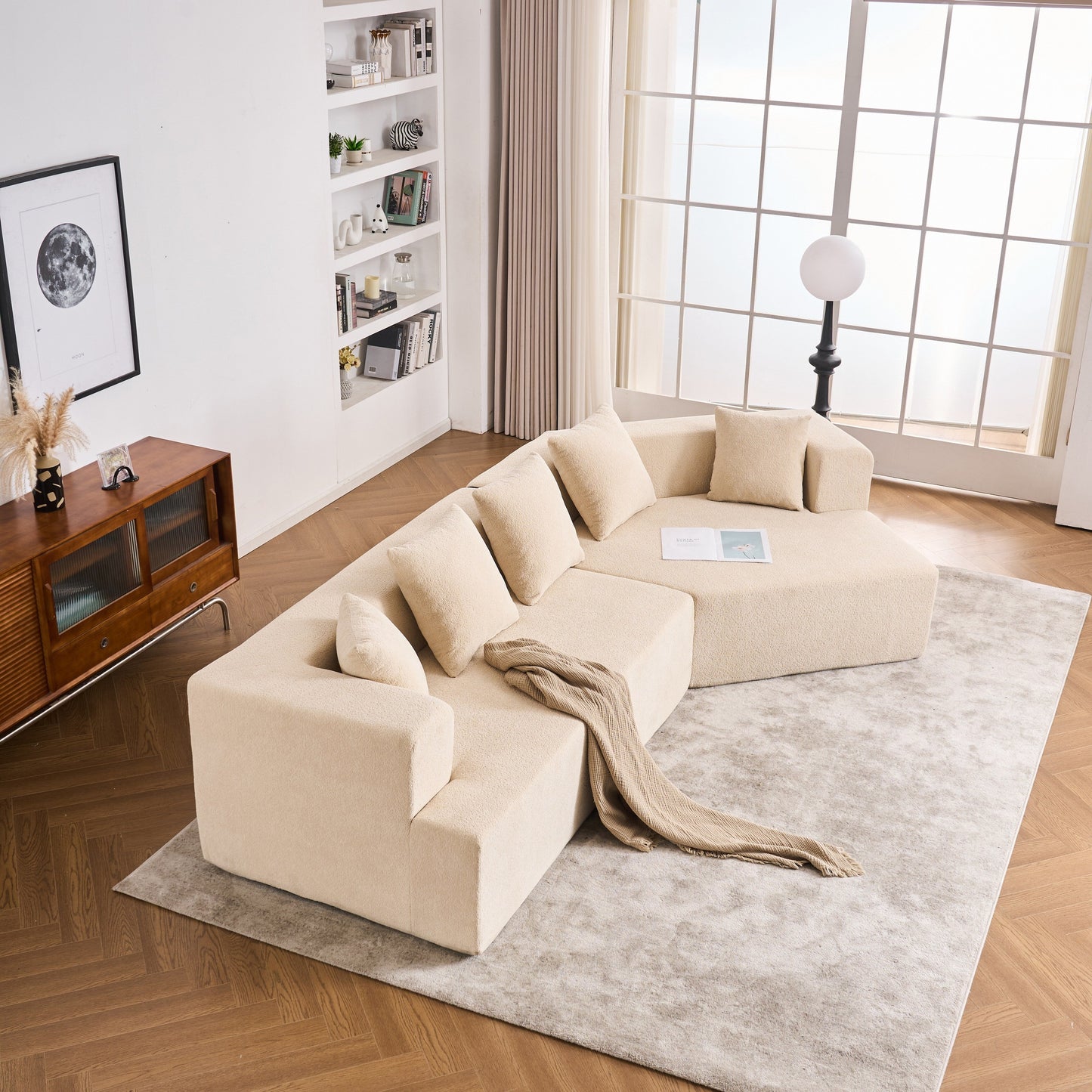 Canapé en mousse à mémoire de forme, facile à installer et à transporter, assise profonde et moderne avec tissu chenille