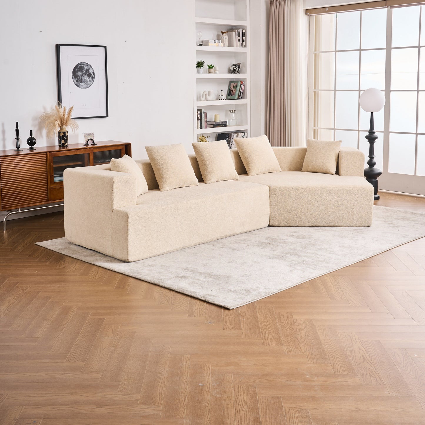 Canapé en mousse à mémoire de forme, facile à installer et à transporter, assise profonde et moderne avec tissu chenille