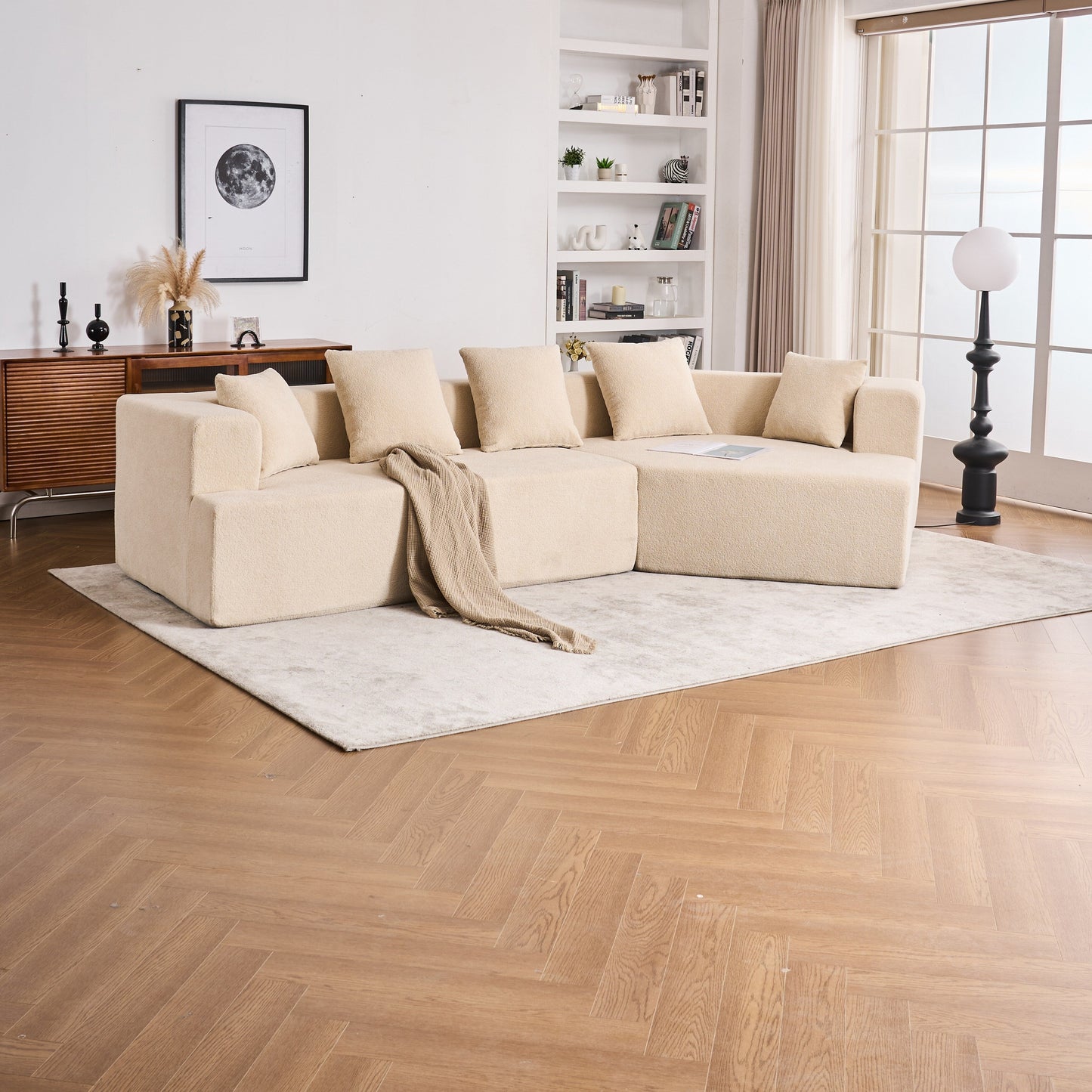 Canapé en mousse à mémoire de forme, facile à installer et à transporter, assise profonde et moderne avec tissu chenille