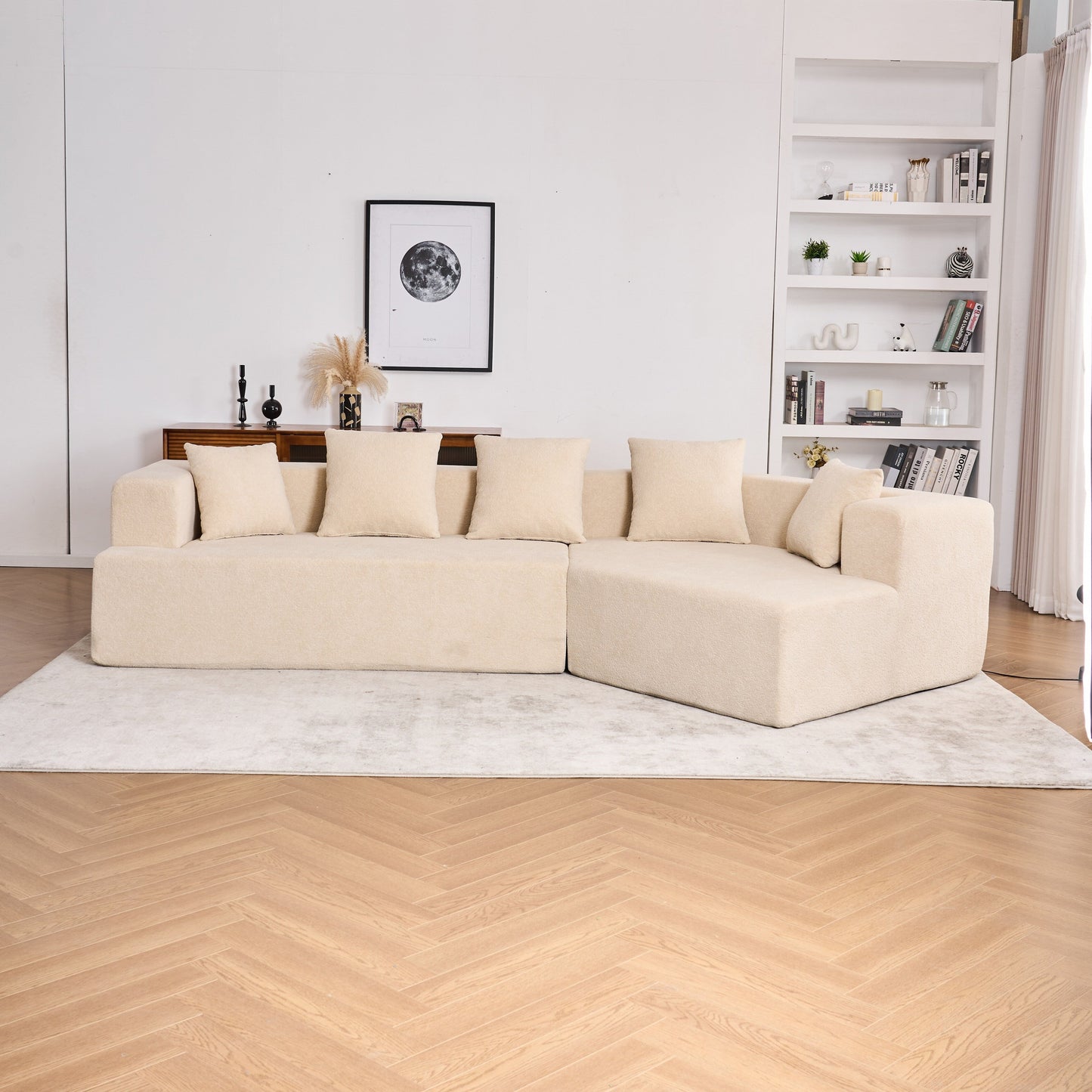 Canapé en mousse à mémoire de forme, facile à installer et à transporter, assise profonde et moderne avec tissu chenille