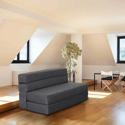 Canapé-lit pliant en mousse à mémoire de forme - Canapé-lit double avec housse et oreiller lavables, futon gris foncé pour invités