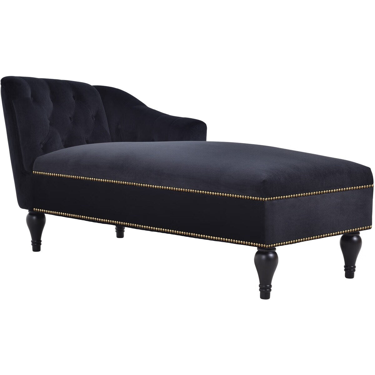 Chaise longue Merax 58 en velours capitonné avec accoudoir droit
