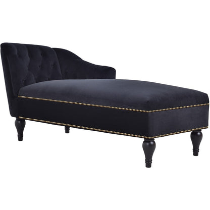 Chaise longue Merax 58 en velours capitonné avec accoudoir droit