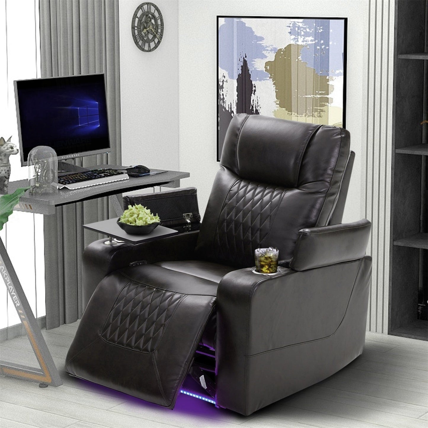 Fauteuil inclinable électrique en cuir PU Merax avec port de charge USB