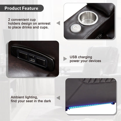 Fauteuil inclinable électrique en cuir PU Merax avec port de charge USB