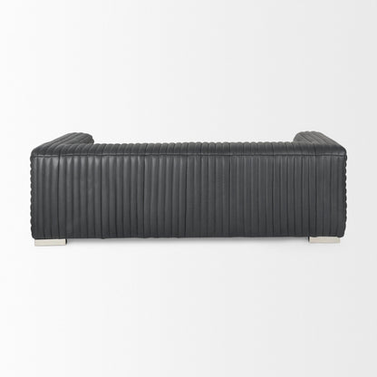 Canapé Ricciardo Cognac en cuir véritable - 86,6 L x 38,6 l x 26,4 H