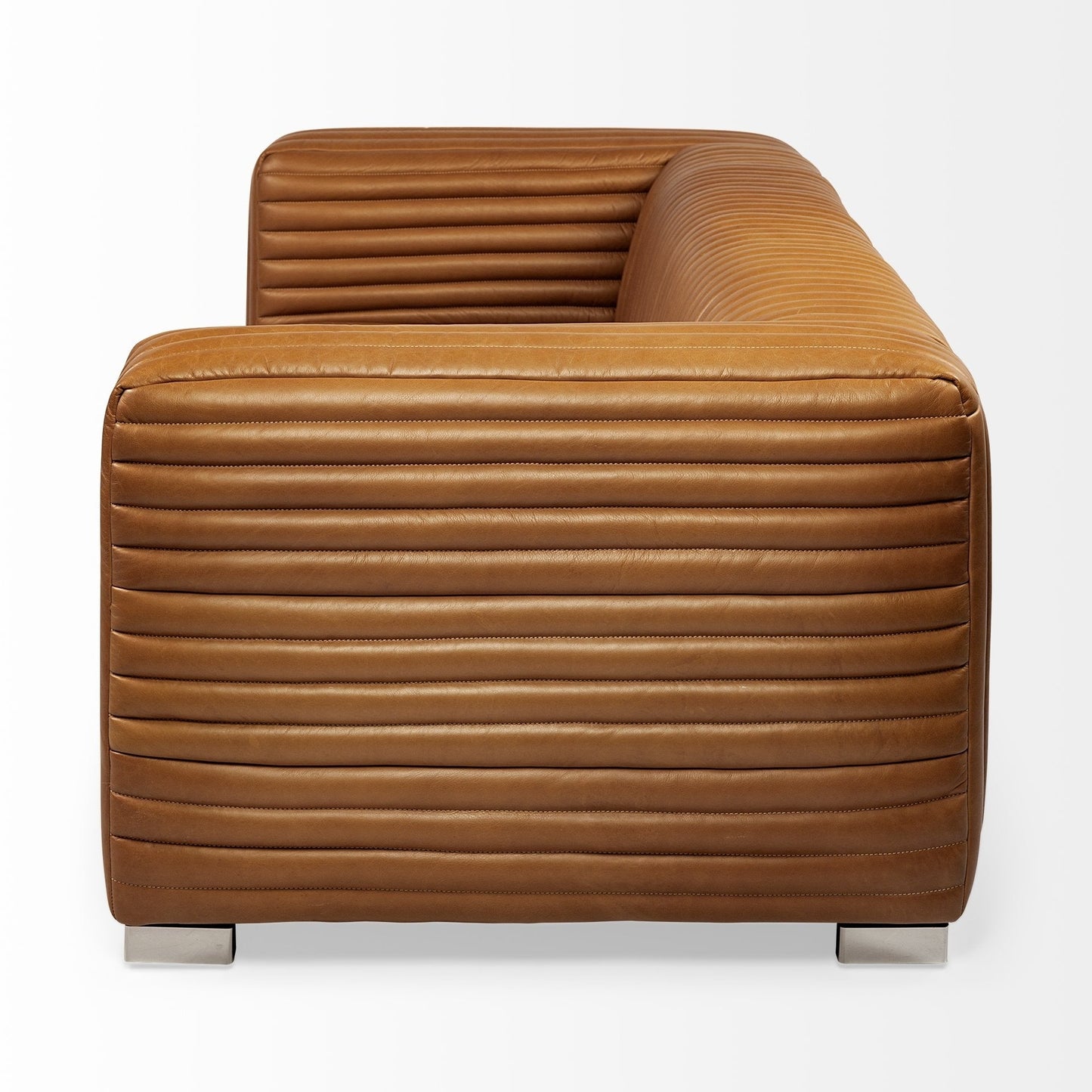 Canapé Ricciardo Cognac en cuir véritable - 86,6 L x 38,6 l x 26,4 H