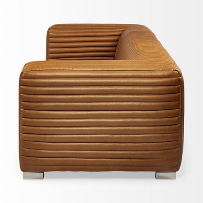 Canapé Ricciardo Cognac en cuir véritable - 86,6 L x 38,6 l x 26,4 H