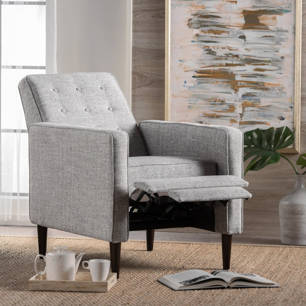 Fauteuil inclinable en tissu capitonné Mervynn de style milieu de siècle moderne par Christopher Knight Home