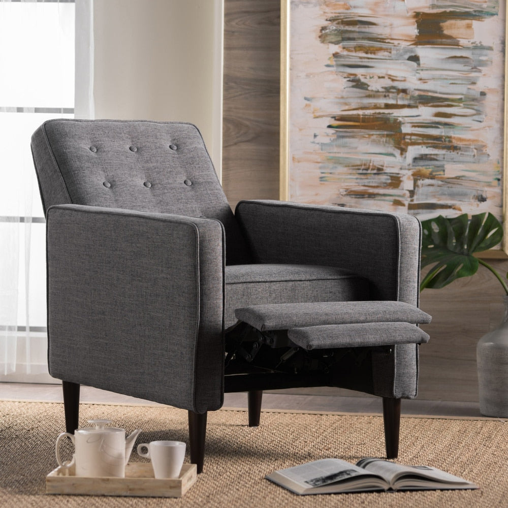 Fauteuil inclinable en tissu capitonné Mervynn de style milieu de siècle moderne par Christopher Knight Home