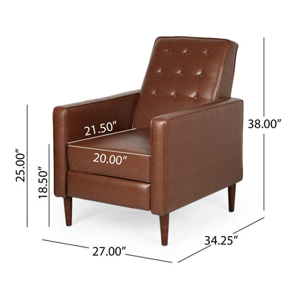 Fauteuil inclinable capitonné en similicuir Mervynn de style milieu du siècle par Christopher Knight Home