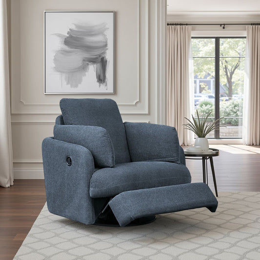 Fauteuil inclinable pivotant manuel Meso, polyester Nuvella bleu encre