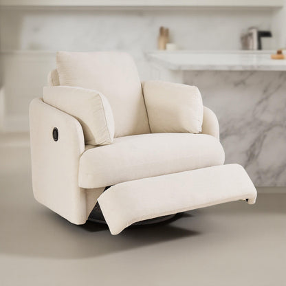 Fauteuil inclinable pivotant Meso, en polyester Nuvella ivoire