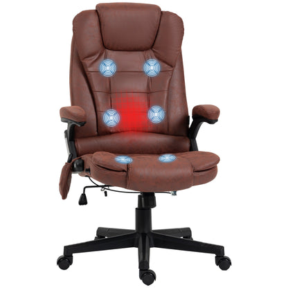Fauteuil de bureau exécutif à dossier haut en microfibre, fauteuil inclinable de massage vibrant à 6 points avec chauffage, accoudoirs rembourrés et télécommande