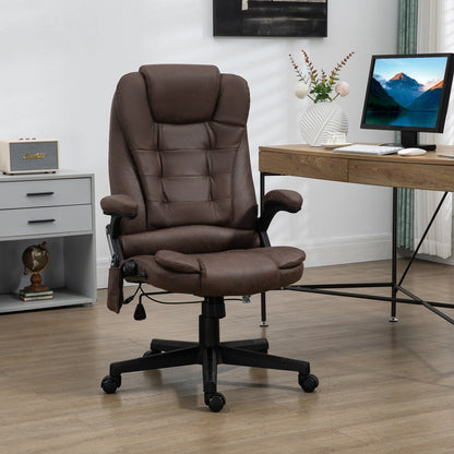 Fauteuil de bureau massant en microfibre avec chauffage, vibration à 6 points, dossier inclinable réglable, accoudoirs rembourrés, télécommande