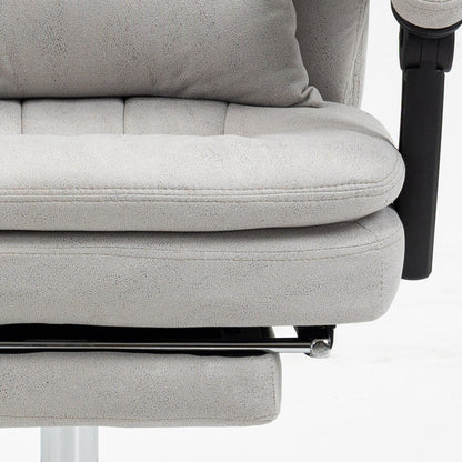 Fauteuil de bureau inclinable pivotant à 360° en microfibre avec massage par vibrations, chauffage lombaire, coussin lombaire, repose-pieds, hauteur réglable