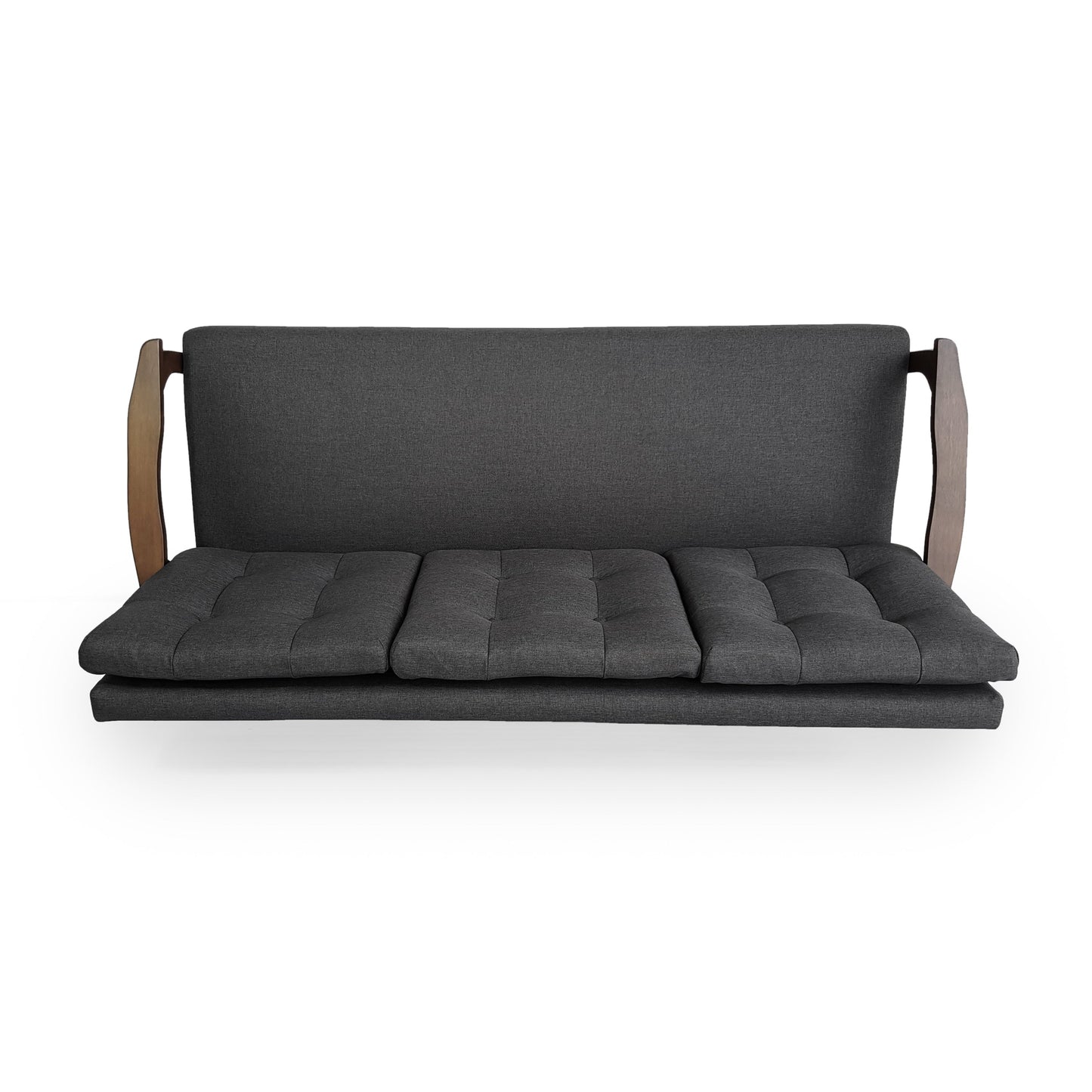 Canapé 3 places capitonné à boutons de 65,5 pouces avec pieds en bois d'hévéa pour le salon