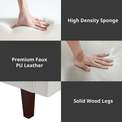 Canapé-lit futon 3 places en similicuir style milieu de siècle, capitonné, 74 pouces, pour salon et chambre à coucher