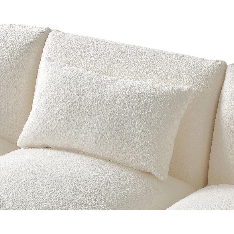 Canapé 3 places rembourré en tissu Boucle 102.36 de style Mid-Century Modern avec coussins pour le salon