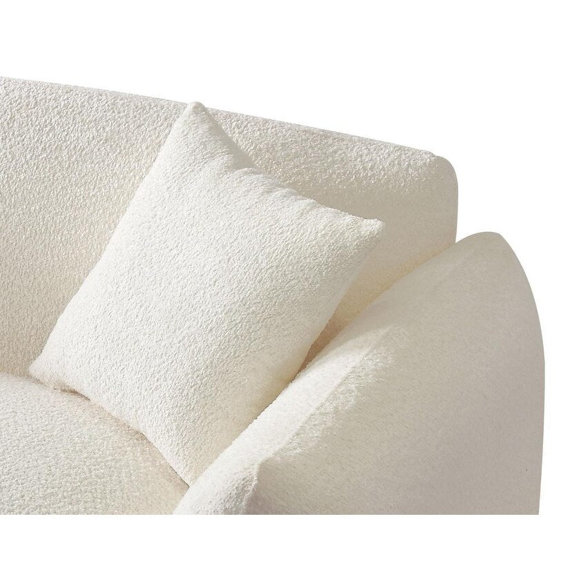 Canapé 3 places rembourré en tissu Boucle 102.36 de style Mid-Century Modern avec coussins pour le salon