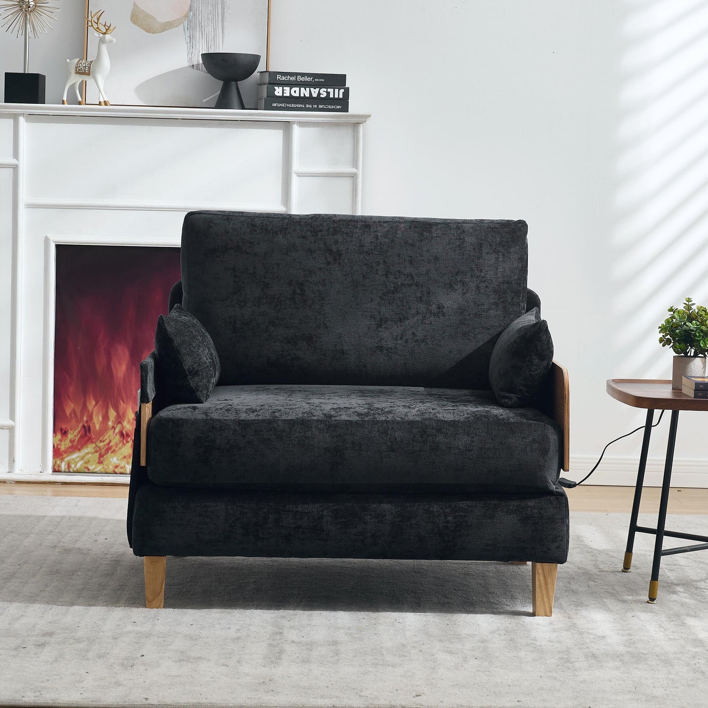 Canapé-lit inclinable pliable 3 en 1 de style milieu de siècle, convertible en lit