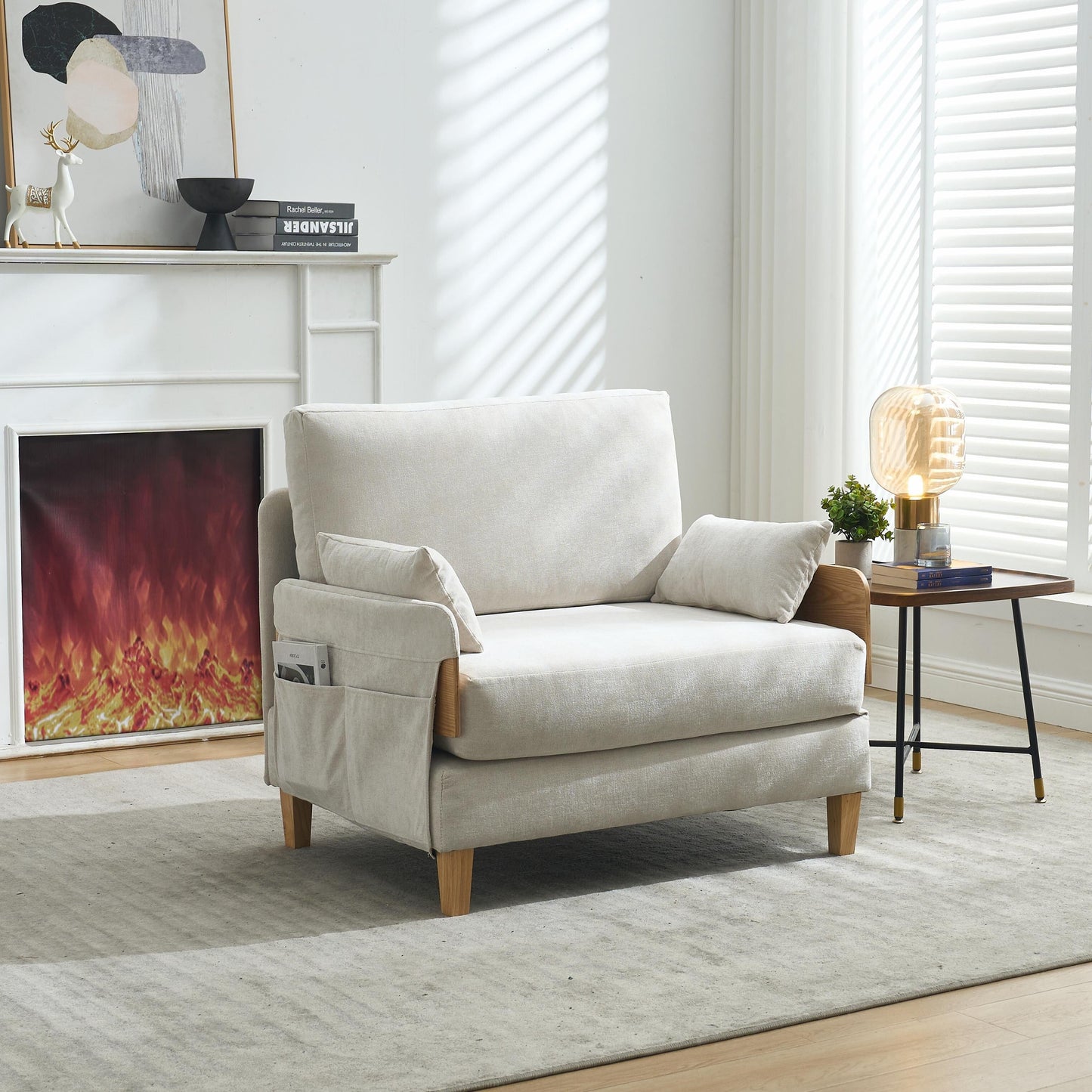 Canapé-lit inclinable pliable 3 en 1 de style milieu de siècle, convertible en lit