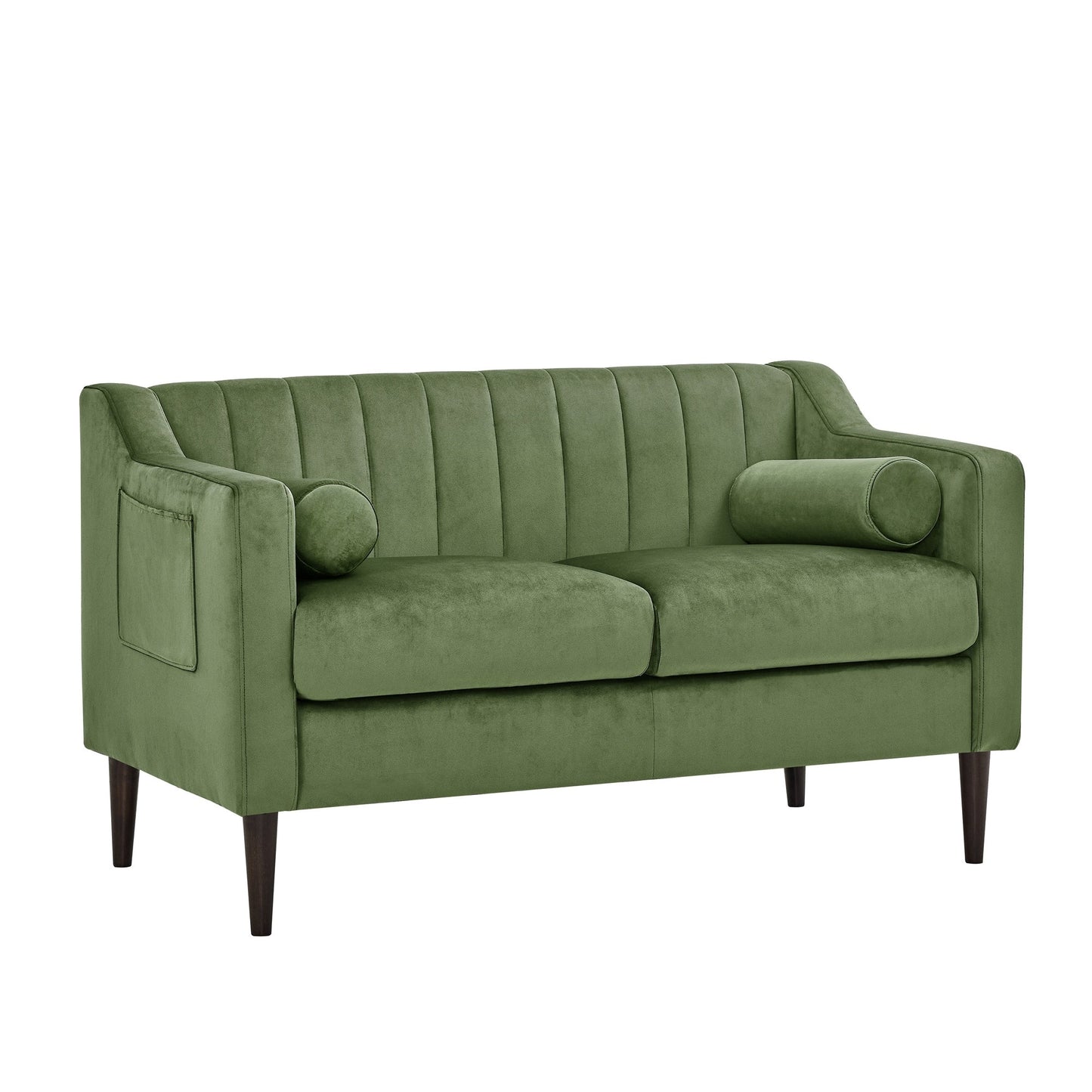 Canapé Chesterfield rembourré en velours de style Mid-Century Modern 55 pouces avec cadre en bois et coussins pour le salon