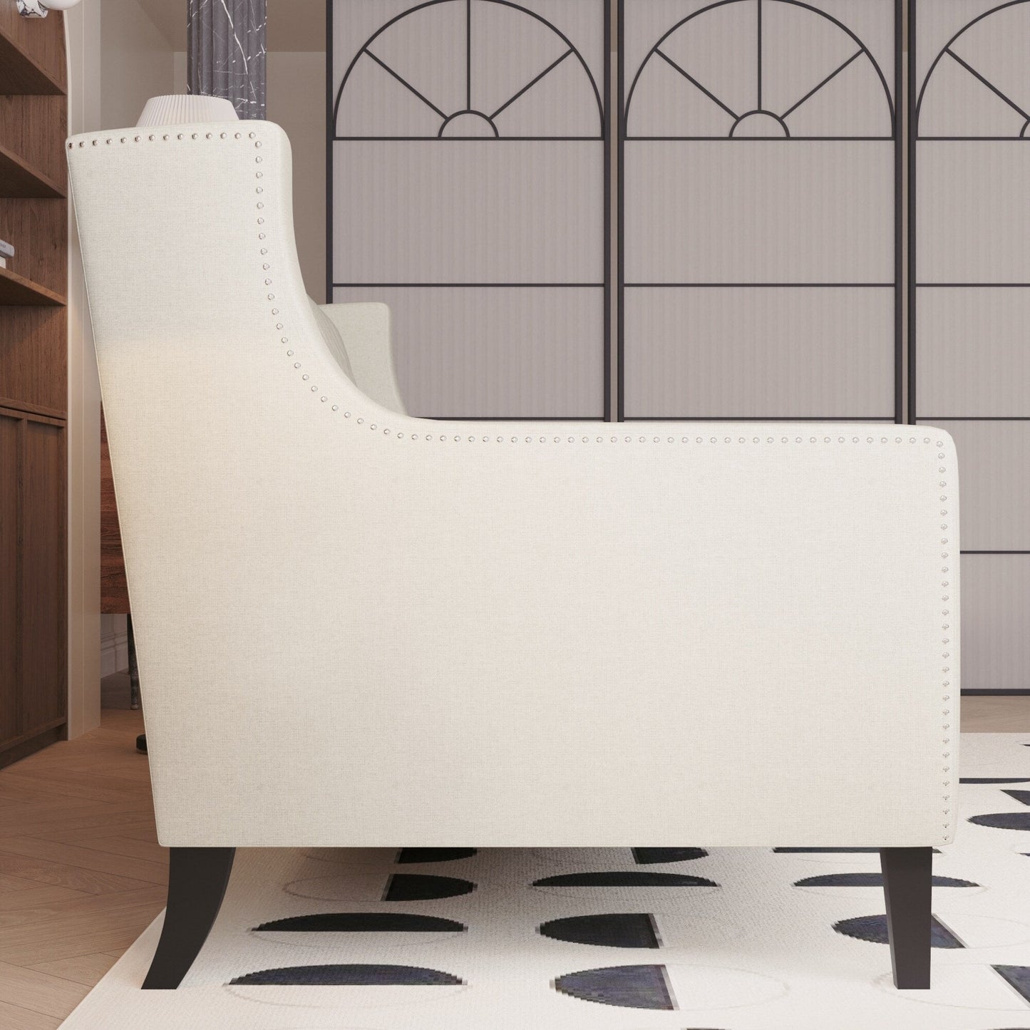 Canapé 3 places en polyester 78,75 pouces, style milieu de siècle, avec dossier capitonné et coussin confortable pour le salon