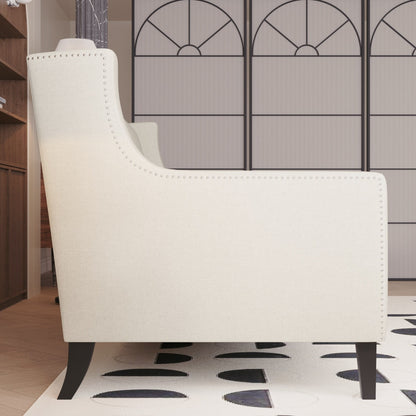 Canapé 3 places en polyester 78,75 pouces, style milieu de siècle, avec dossier capitonné et coussin confortable pour le salon