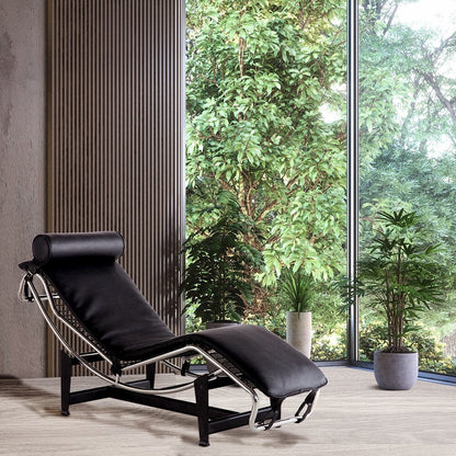 Chaise longue en cuir moderne du milieu du siècle, réplique de fauteuil inclinable réglable de style LC-4 pour salon ou bureau