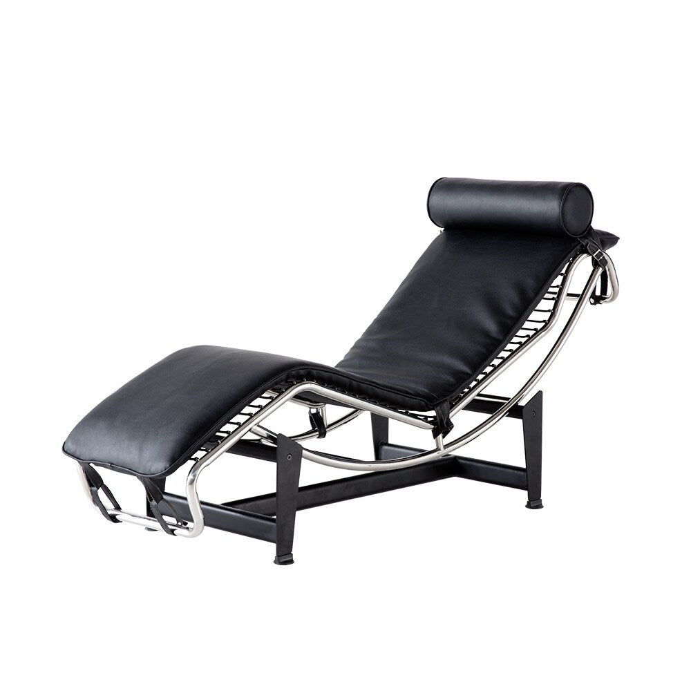 Chaise longue en cuir moderne du milieu du siècle, réplique de fauteuil inclinable réglable de style LC-4 pour salon ou bureau
