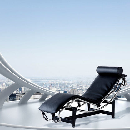 Chaise longue en cuir moderne du milieu du siècle, réplique de fauteuil inclinable réglable de style LC-4 pour salon ou bureau