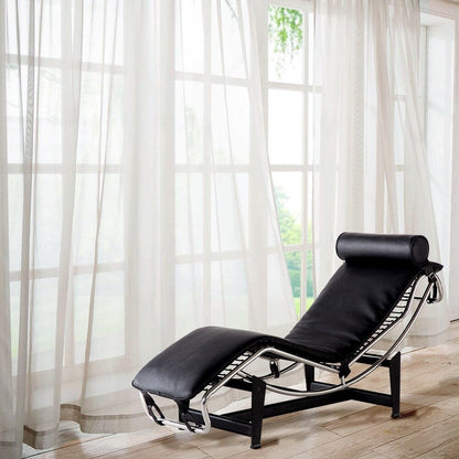 Chaise longue en cuir moderne du milieu du siècle, réplique de fauteuil inclinable réglable de style LC-4 pour salon ou bureau