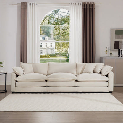 Canapé modulaire 3 places en velours côtelé moderne du milieu du siècle avec 2 coussins d'accoudoir et 3 coussins décoratifs pour le salon