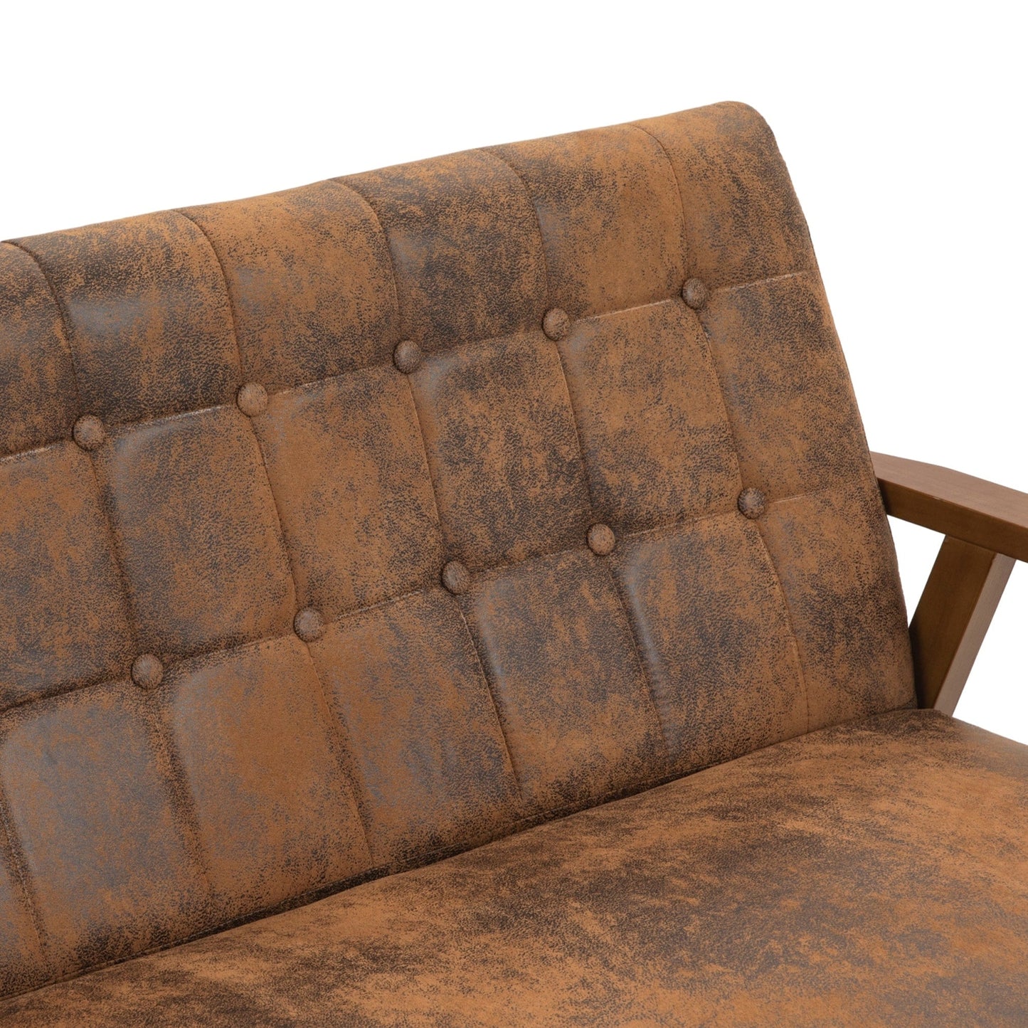 Canapé causeuse solide moderne du milieu du siècle, canapé causeuse rembourré, canapé causeuse rembourré 2 places