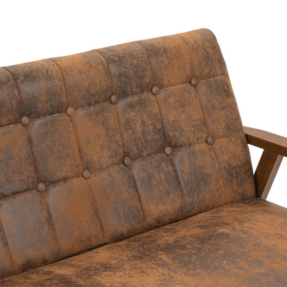 Canapé causeuse solide moderne du milieu du siècle, canapé causeuse rembourré, canapé causeuse rembourré 2 places