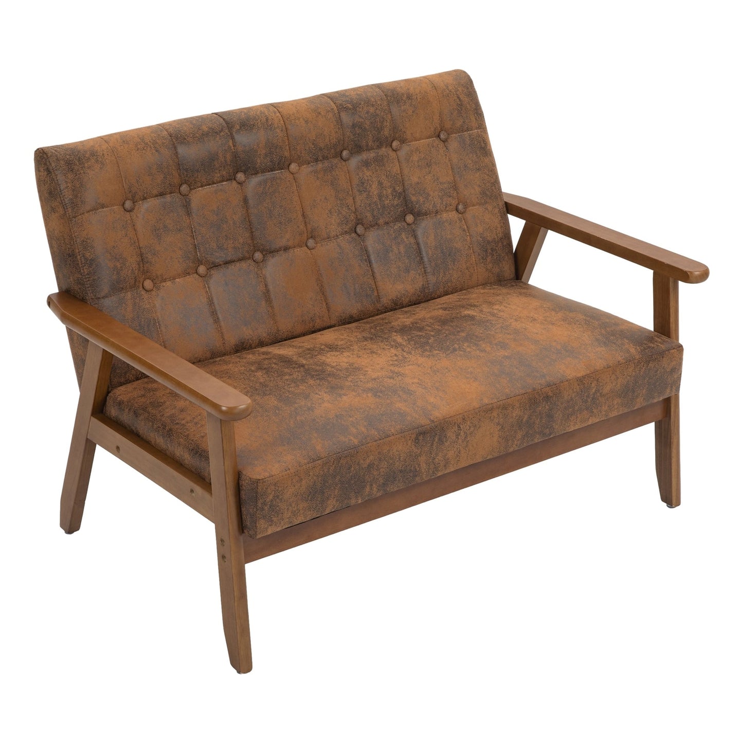 Canapé causeuse solide moderne du milieu du siècle, canapé causeuse rembourré, canapé causeuse rembourré 2 places