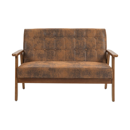 Canapé causeuse solide moderne du milieu du siècle, canapé causeuse rembourré, canapé causeuse rembourré 2 places