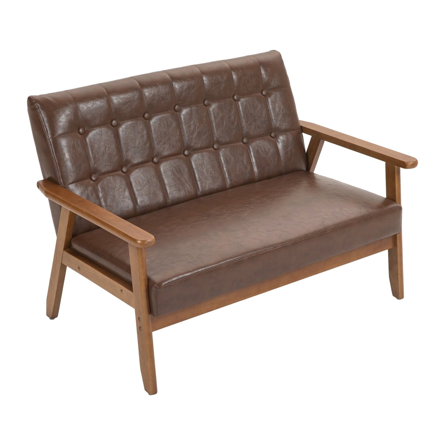 Canapé causeuse solide moderne du milieu du siècle, canapé causeuse rembourré, canapé causeuse rembourré 2 places