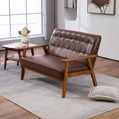 Canapé causeuse solide moderne du milieu du siècle, canapé causeuse rembourré, canapé causeuse rembourré 2 places