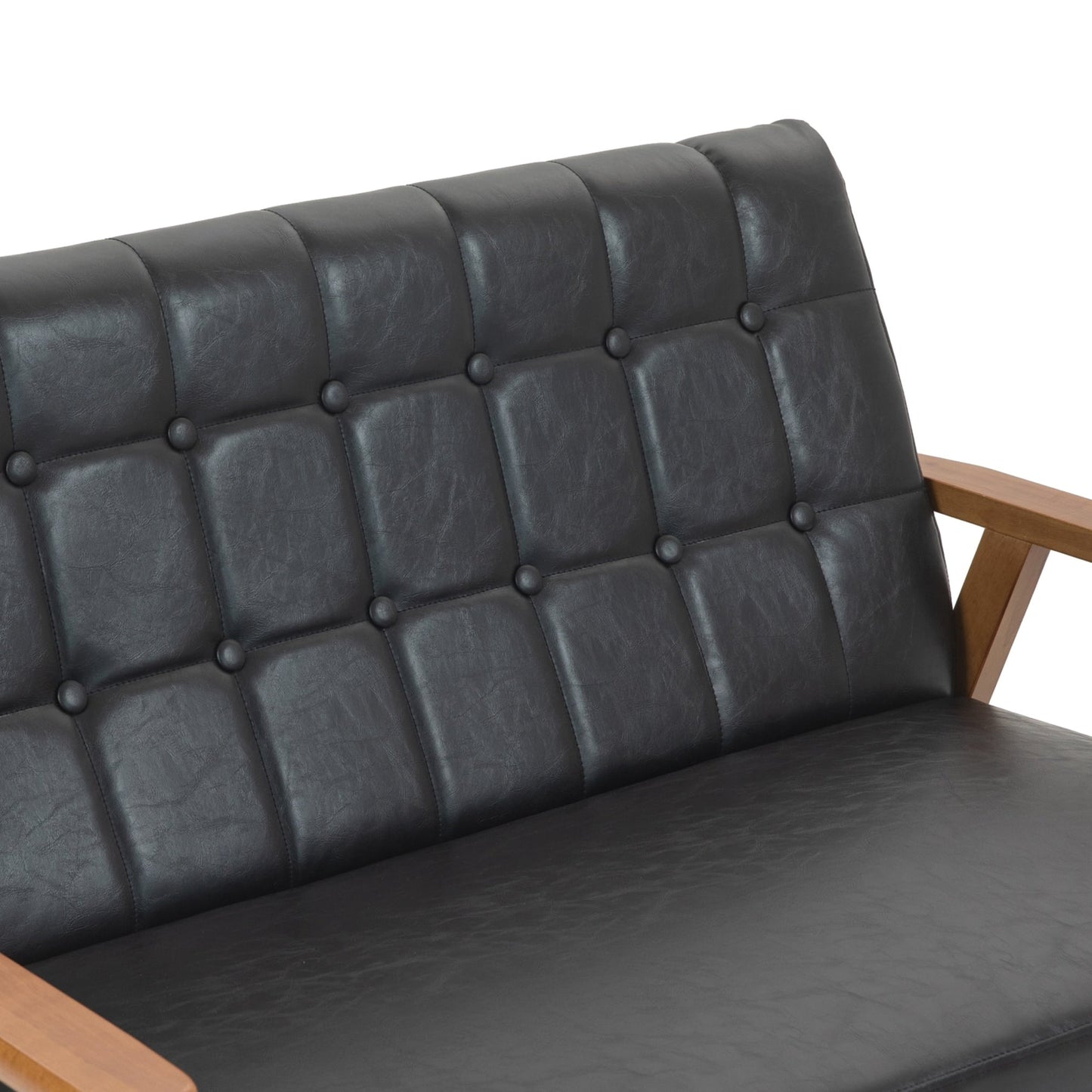 Canapé causeuse solide moderne du milieu du siècle, canapé causeuse rembourré, canapé causeuse rembourré 2 places