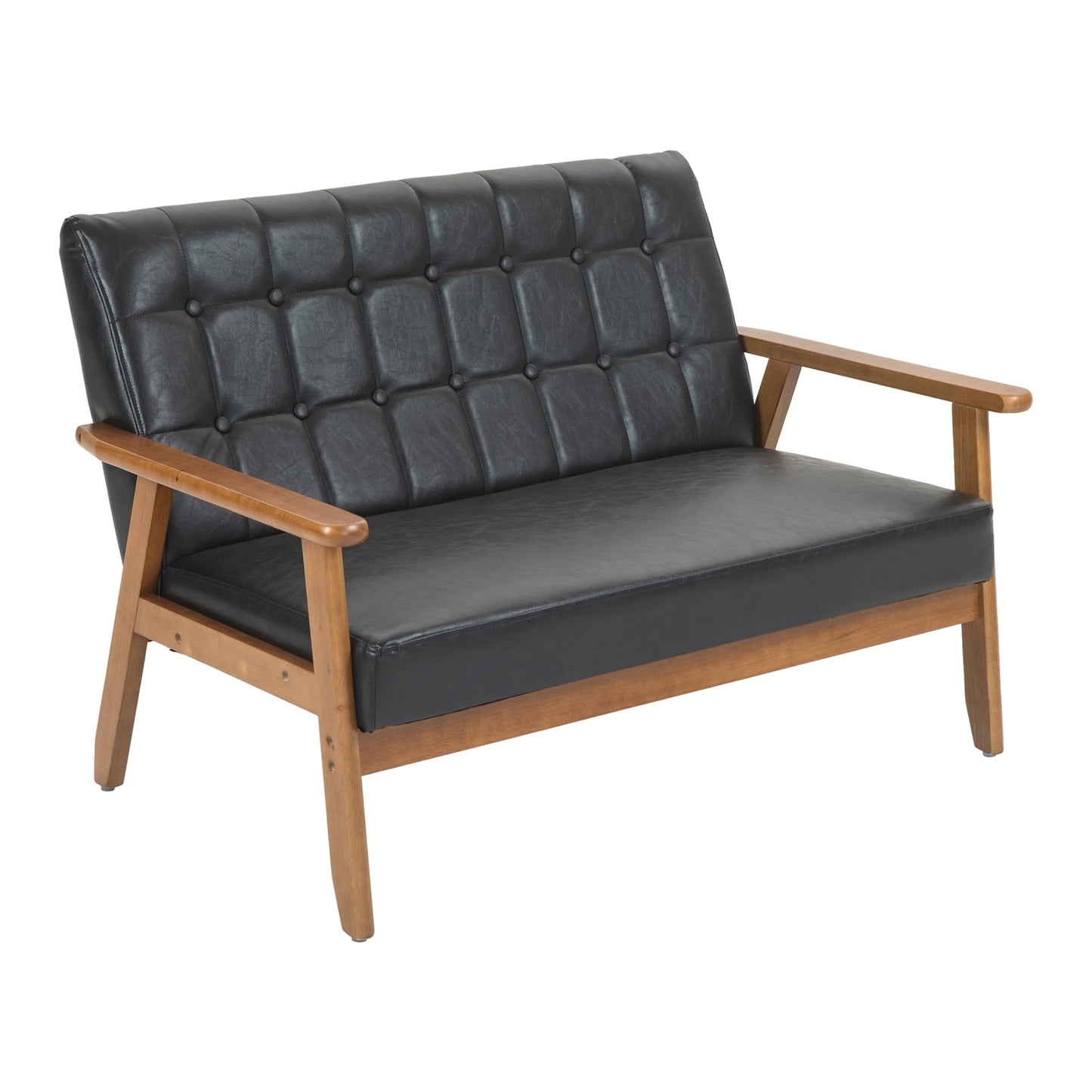 Canapé causeuse solide moderne du milieu du siècle, canapé causeuse rembourré, canapé causeuse rembourré 2 places