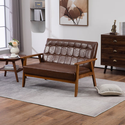 Canapé causeuse solide moderne du milieu du siècle, canapé causeuse rembourré, canapé causeuse rembourré 2 places