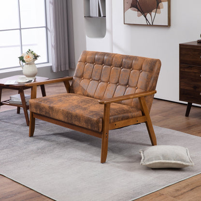 Canapé causeuse solide moderne du milieu du siècle, canapé causeuse rembourré, canapé causeuse rembourré 2 places