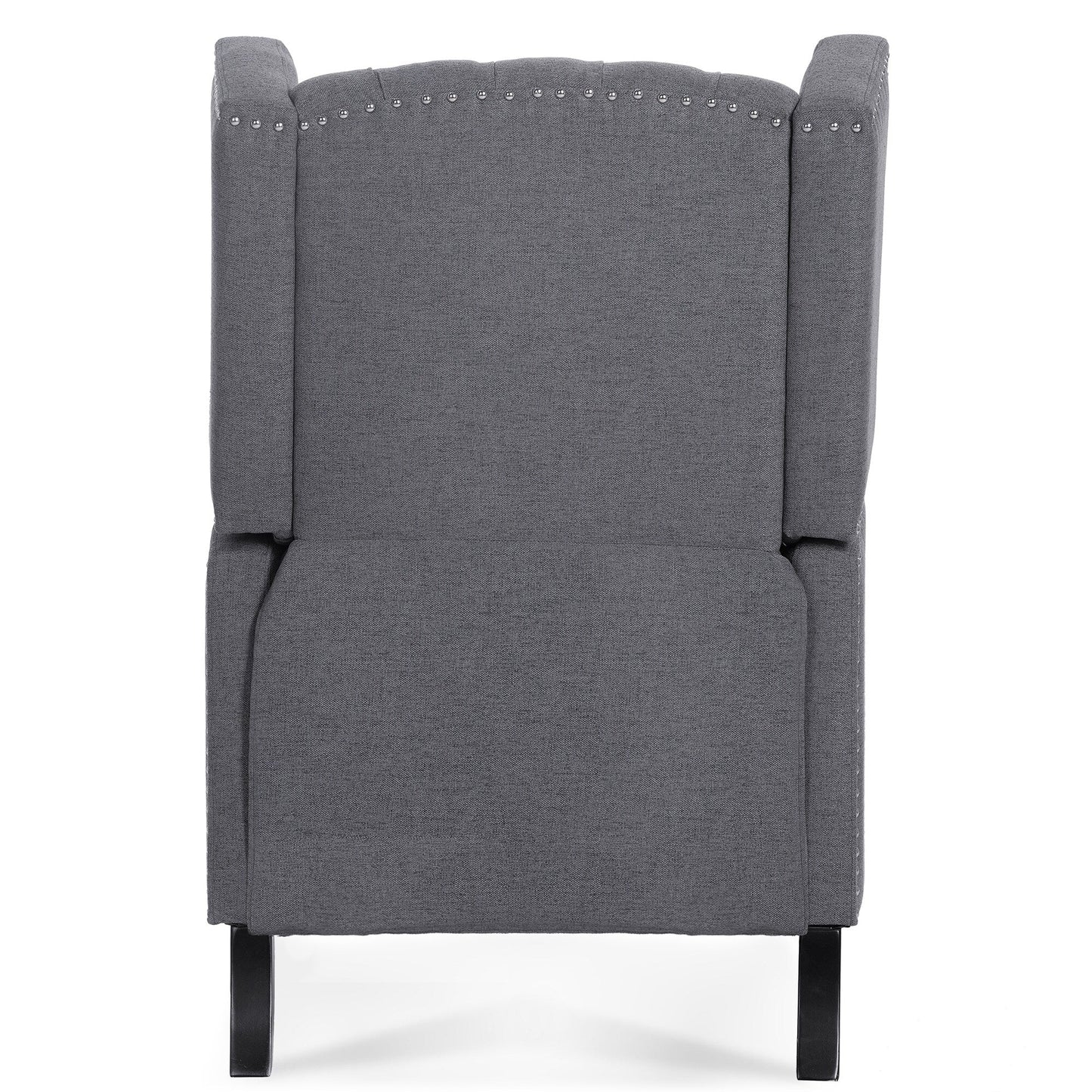 Canapé à oreilles en tissu capitonné moderne du milieu du siècle, fauteuil inclinable manuel à dossier haut avec bordure argentée et 3 vitesses