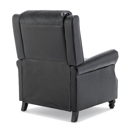 Fauteuil inclinable en cuir synthétique et lin à tête de clou du milieu du siècle