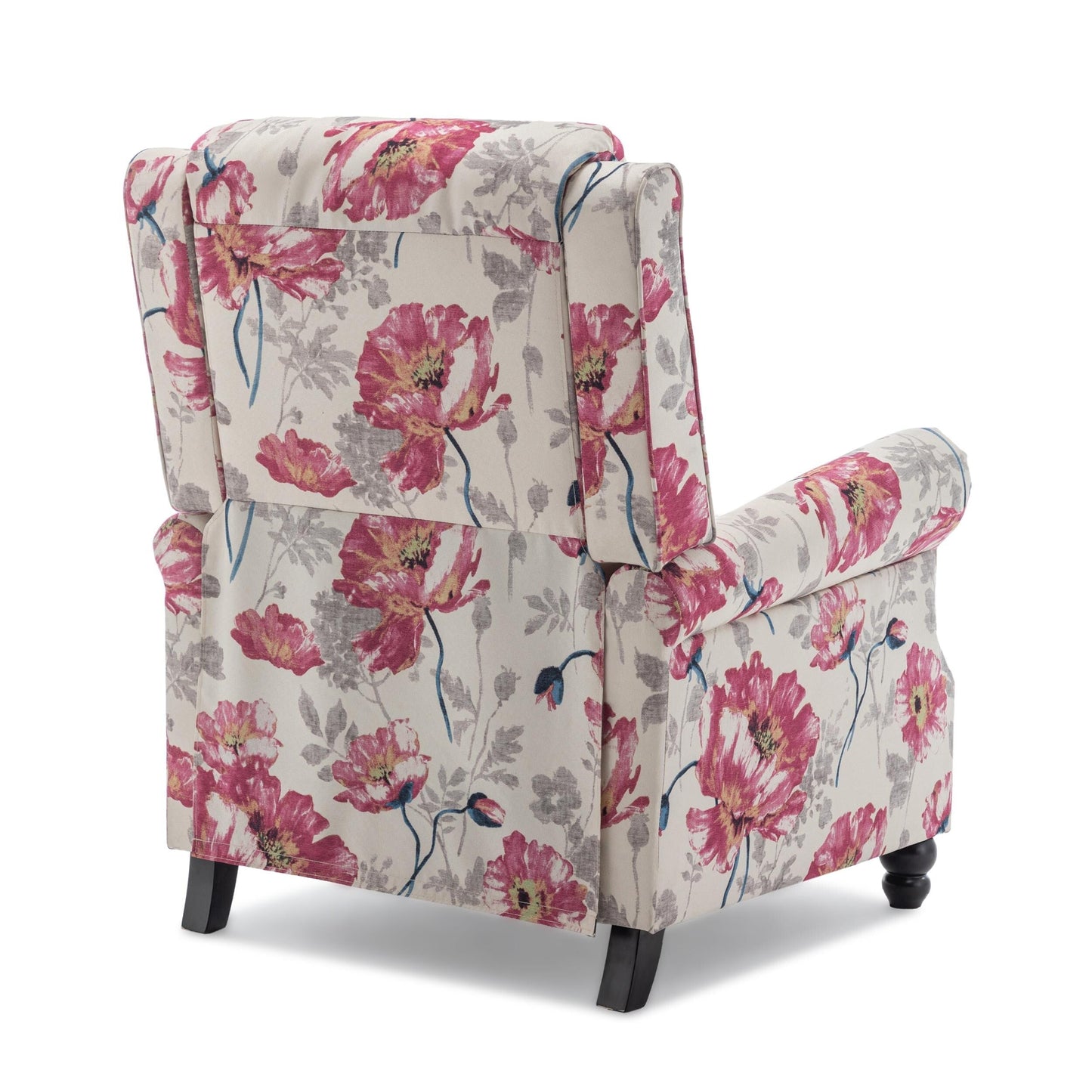 Fauteuil inclinable en cuir synthétique et lin à tête de clou du milieu du siècle