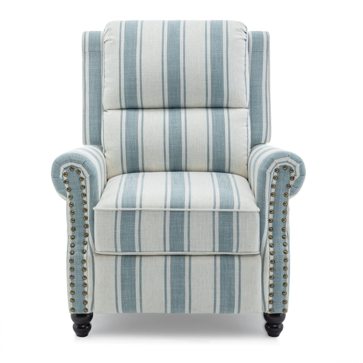 Fauteuil inclinable en cuir synthétique et lin à tête de clou du milieu du siècle